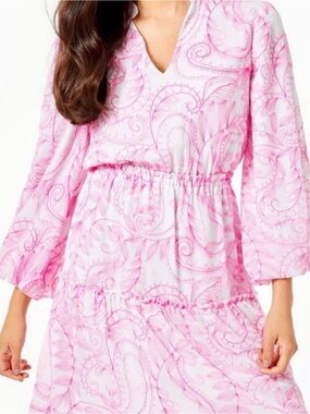 Lilly Pulitzer Joella Dress Razz Berry Size 6 $248 White Pink Embroidered